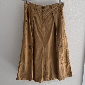 A-line Khaki Travel Skirt w/ Pockets